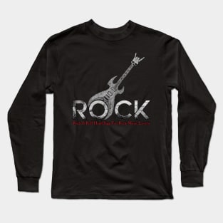 Rock and Roll Hand Sign Skull Guitar Rock Music Lover Long Sleeve T-Shirt